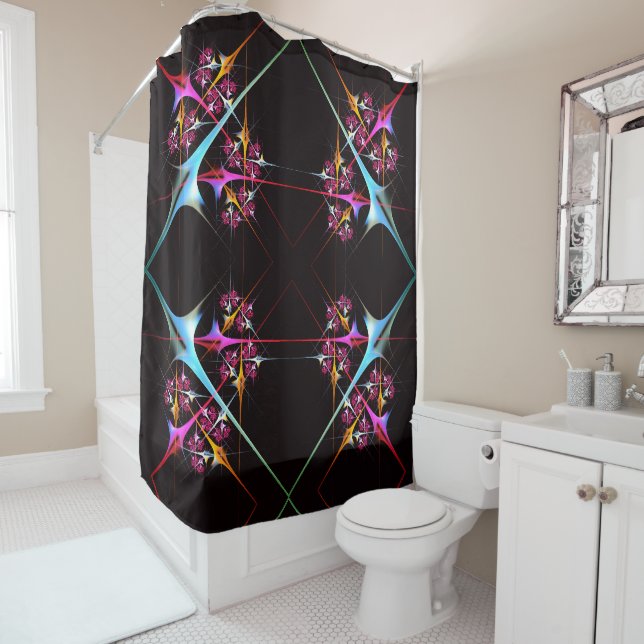 Pink Floral Modern Abstract Art Colour Pattern #01 Shower Curtain (In Situ)