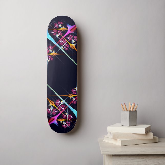 Pink Floral Modern Abstract Art Colour Pattern #01 Skateboard (Wall Art)