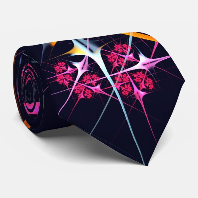 Pink Floral Modern Abstract Art Colour Pattern #01 Tie (Rolled)