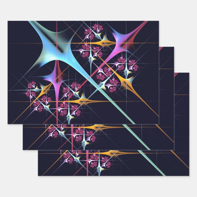 Pink Floral Modern Abstract Art Colour Pattern #01 Wrapping Paper Sheet (Set)
