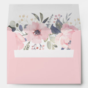 Pink Floral Modern Watercolor Bridal Shower Envelope