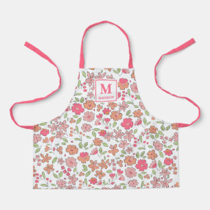 Pink Floral Monogram Apron