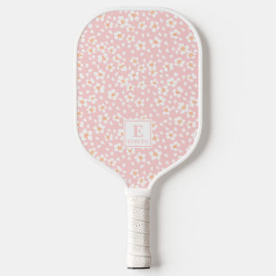Pink Floral Monogram Baby Blanket for girls Pickleball Paddle