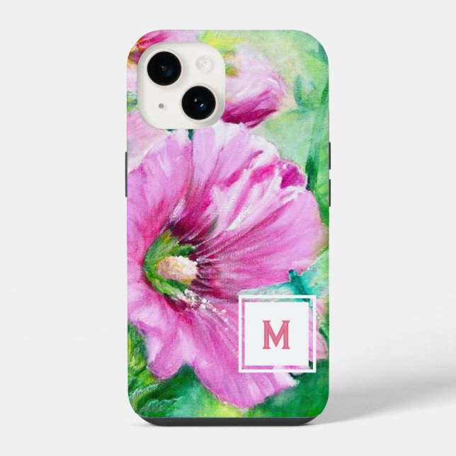 Pink Floral Monogram iPhone Case (Back)