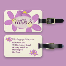 Pink Floral Monogrammed Luggage Tag