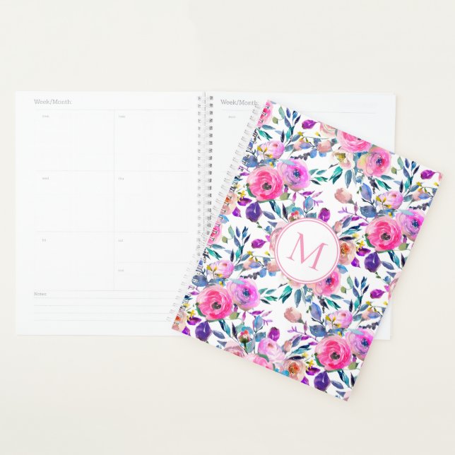 Pink Floral Monogrammed Planner (Display)