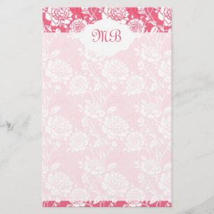 Pink Floral Monogrammed Stationery