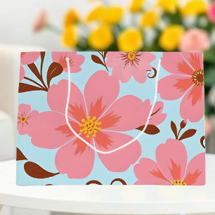 Pink Floral Mood – Pastel Vibes-Retro Flowers Large Gift Bag