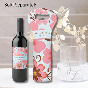 Pink Floral Mood – Pastel Vibes-Retro Flowers Wine Label