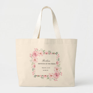 Pink Floral Mother of the Bride  Large Tote Bag