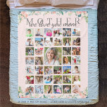 Pink Floral MOTHER We Love You Photo Collage Fleece Blanket<br><div class="desc">Create a photo memory keepsake blanket for Mom with the suggested title MOTHER We Love You (you can change any of the text) utilizing this easy-to-upload photo collage template with 39 square pictures and a watercolor blush pink floral design. The text font styles, color and background color can be changed...</div>