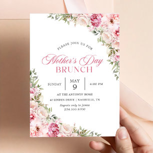 Pink Floral Mother's Day Brunch Party Invitation