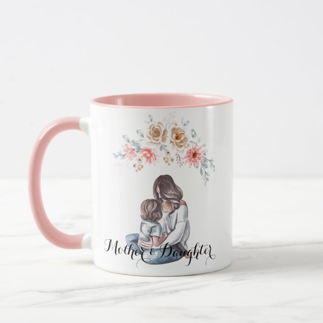 Pink floral mother's Day custom mug (Left)