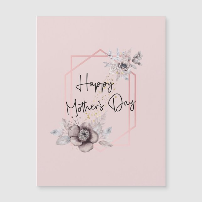 Pink Floral Mother's Day Magnetic Card (Front)