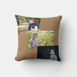 Pink Floral Mother's Day Mama's three photo cubs   Cushion