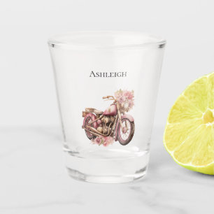Pink Floral Motorcycle Shot Glass
