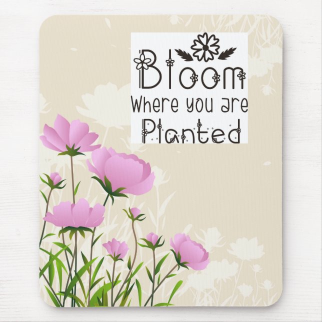 Pink Floral Mouse Pad (Front)
