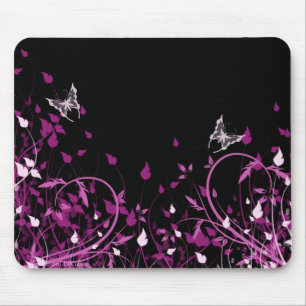 Pink floral mouse pad