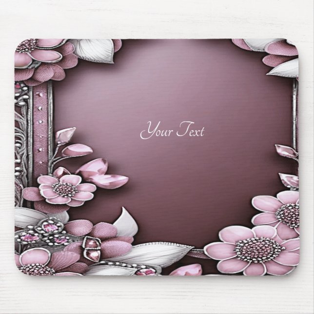Pink Floral Mousepad (Front)