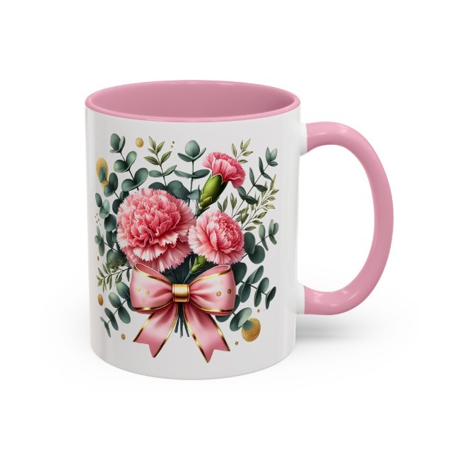 Pink Floral Mug Carnation Bouquet Gift (Creator Uploaded)