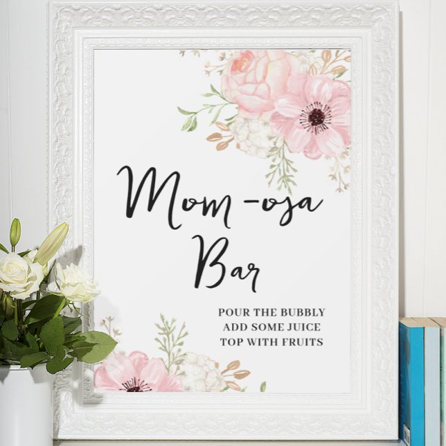 Pink Floral Mum-osa-bar Baby Shower Poster (Creator Uploaded)