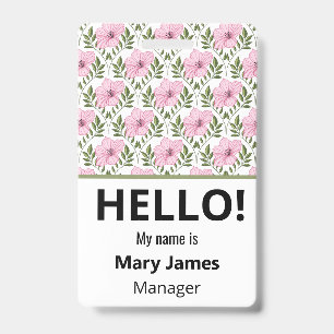 Pink floral Name Lanyard   Personalized ID Badge