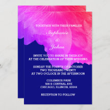 Pink Floral Navy Blue White Cute Unique Wedding