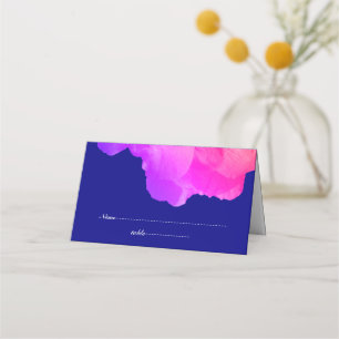 Pink Floral Navy Blue White Cute Unique Wedding Place Card