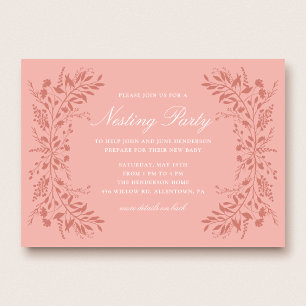 Pink Floral Nesting Party Invitation