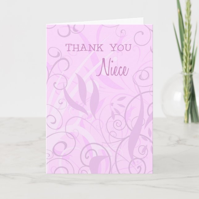 Pink Floral Niece Thank You Flower Girl Card (Front)