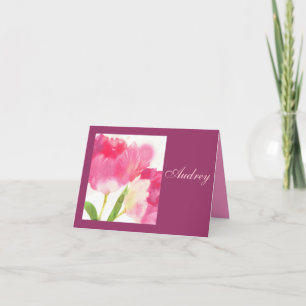 Pink Floral Note Card