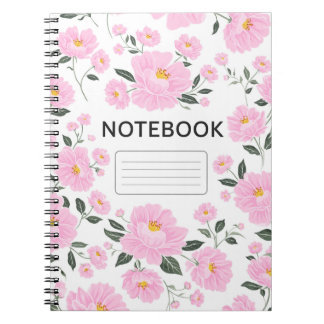 Pink Floral Notebook Cover | Elegant Rose Flower