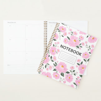 Pink Floral Notebook Cover | Elegant Rose Flower Planner