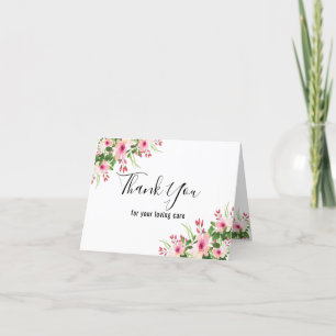 Pink Floral  Nurse Thank You Card