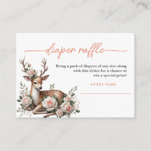  Pink floral oh deer Baby Shower Diaper Raffle Enclosure Card