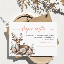 Pink floral oh deer Baby Shower Diaper Raffle