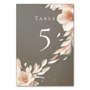 Pink floral on brown table number