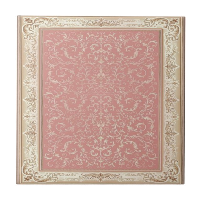 Pink Floral Oriental Pattern Tile (Front)