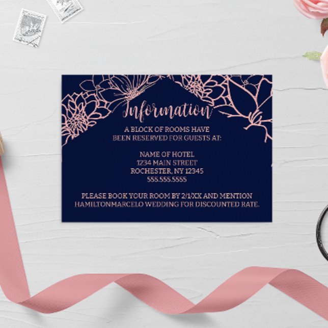 Pink Floral Outline wedding Enclosure Card (Creator Uploaded)