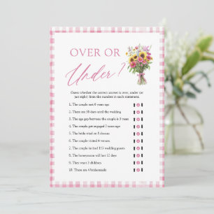 Pink Floral Over Or Under Bridal Shower Game Invitation