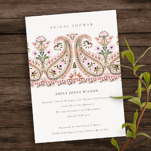 Pink Floral Paisley Motif Bridal Shower Invite