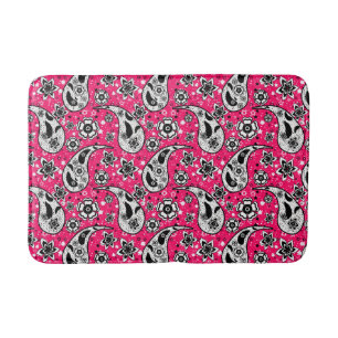 Pink Floral Paisley Pattern Design Bath Mat