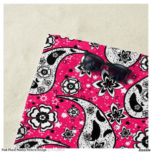 Pink Floral Paisley Pattern Design Beach Towel