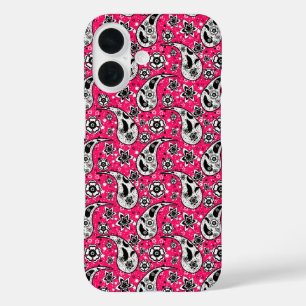 Pink Floral Paisley Pattern Design iPhone 16 Case
