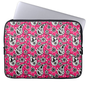 Pink Floral Paisley Pattern Design Laptop Sleeve
