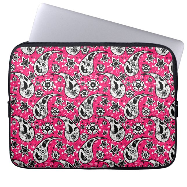 Pink Floral Paisley Pattern Design  Laptop Sleeve (Front)