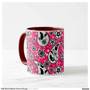 Pink Floral Paisley Pattern Design Mug