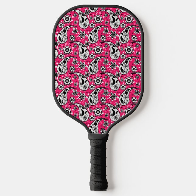 Pink Floral Paisley Pattern Design  Pickleball Paddle (Front)
