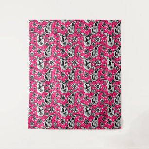 Pink Floral Paisley Pattern Design Tapestry