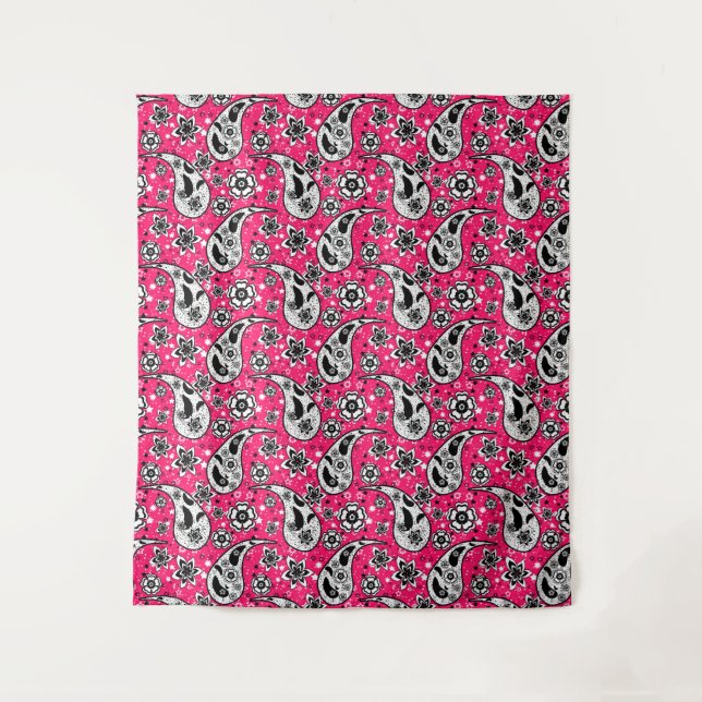 Pink Floral Paisley Pattern Design  Tapestry (Front)